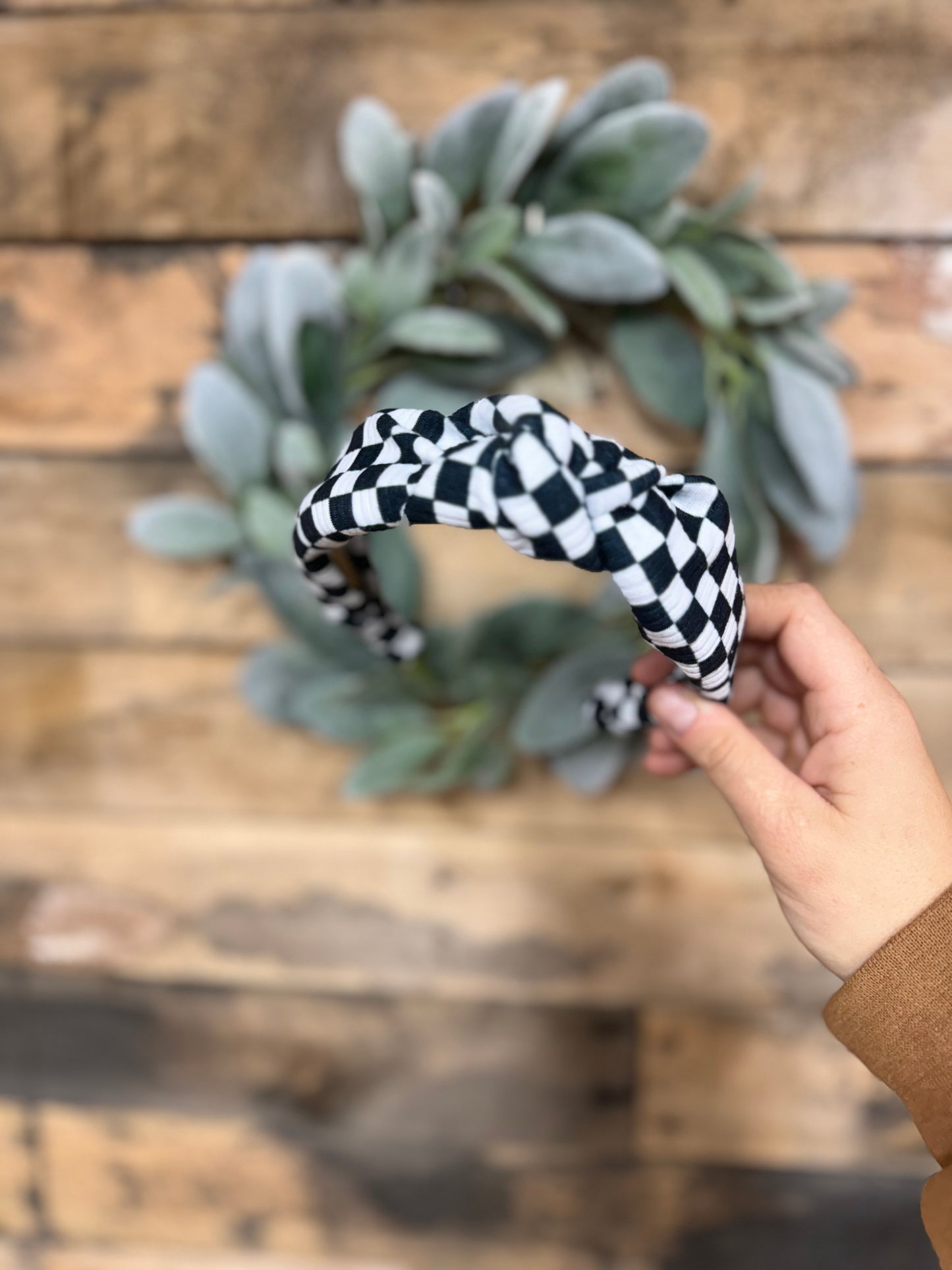 Checkered Top Knot Headband