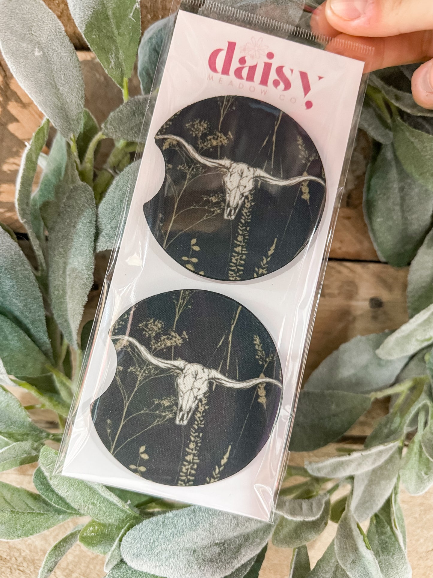 Wildflower Skull Car Coaster