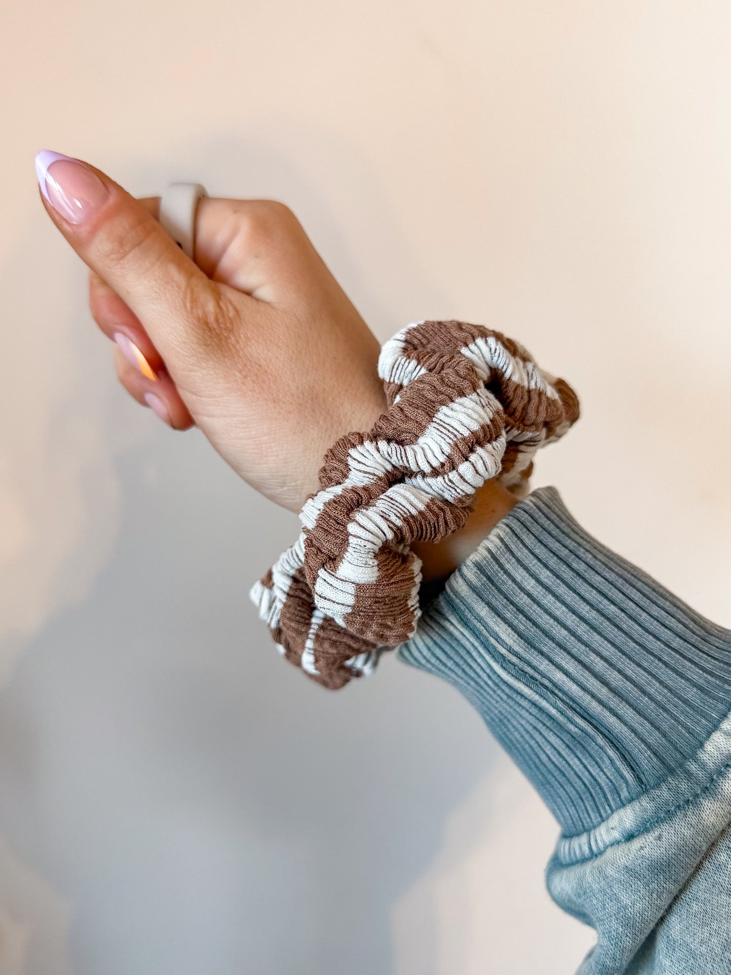 Brown Stripe Urban Rib Scrunchie