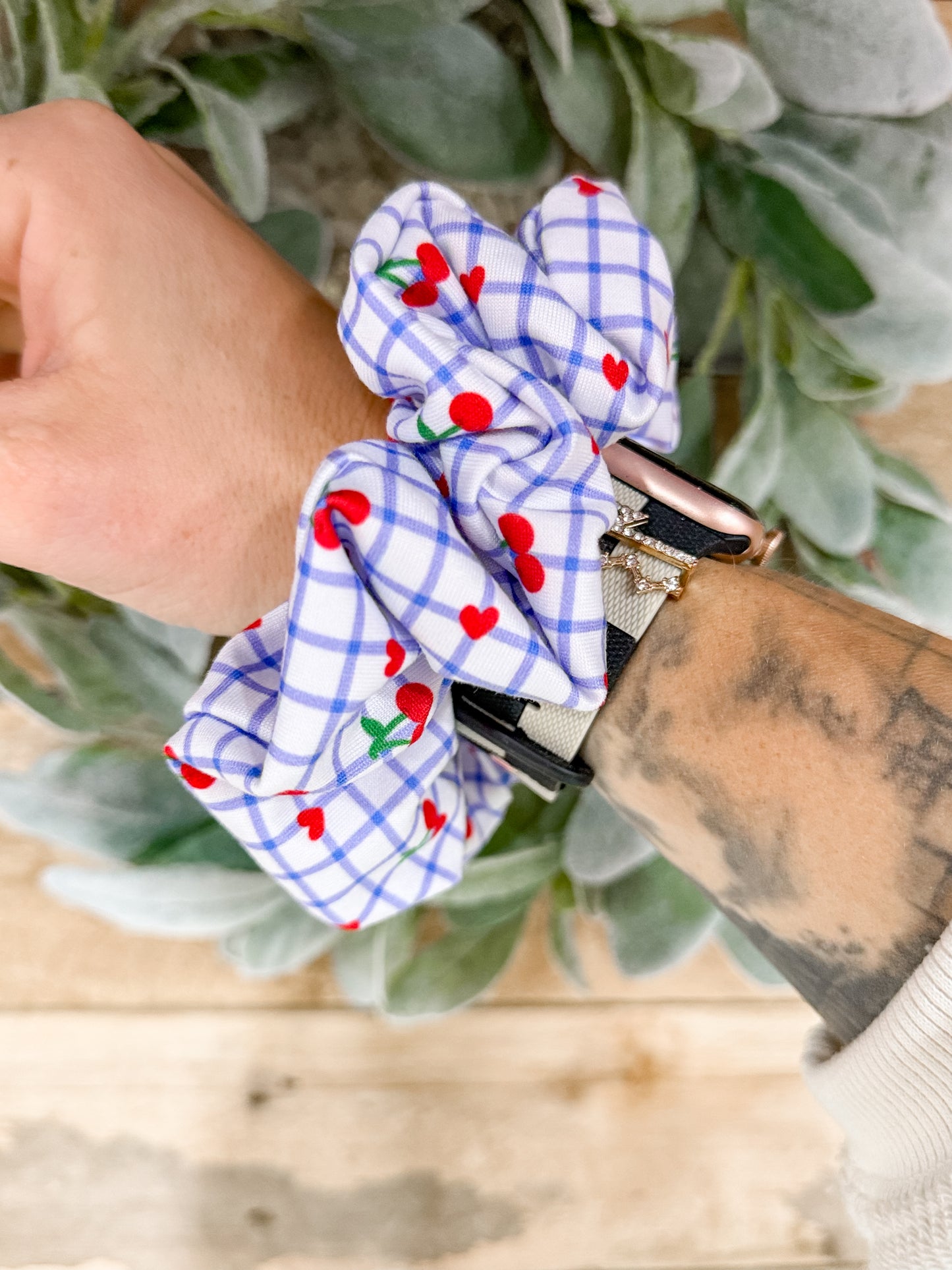 Sweet Cherry Gingham Scrunchie