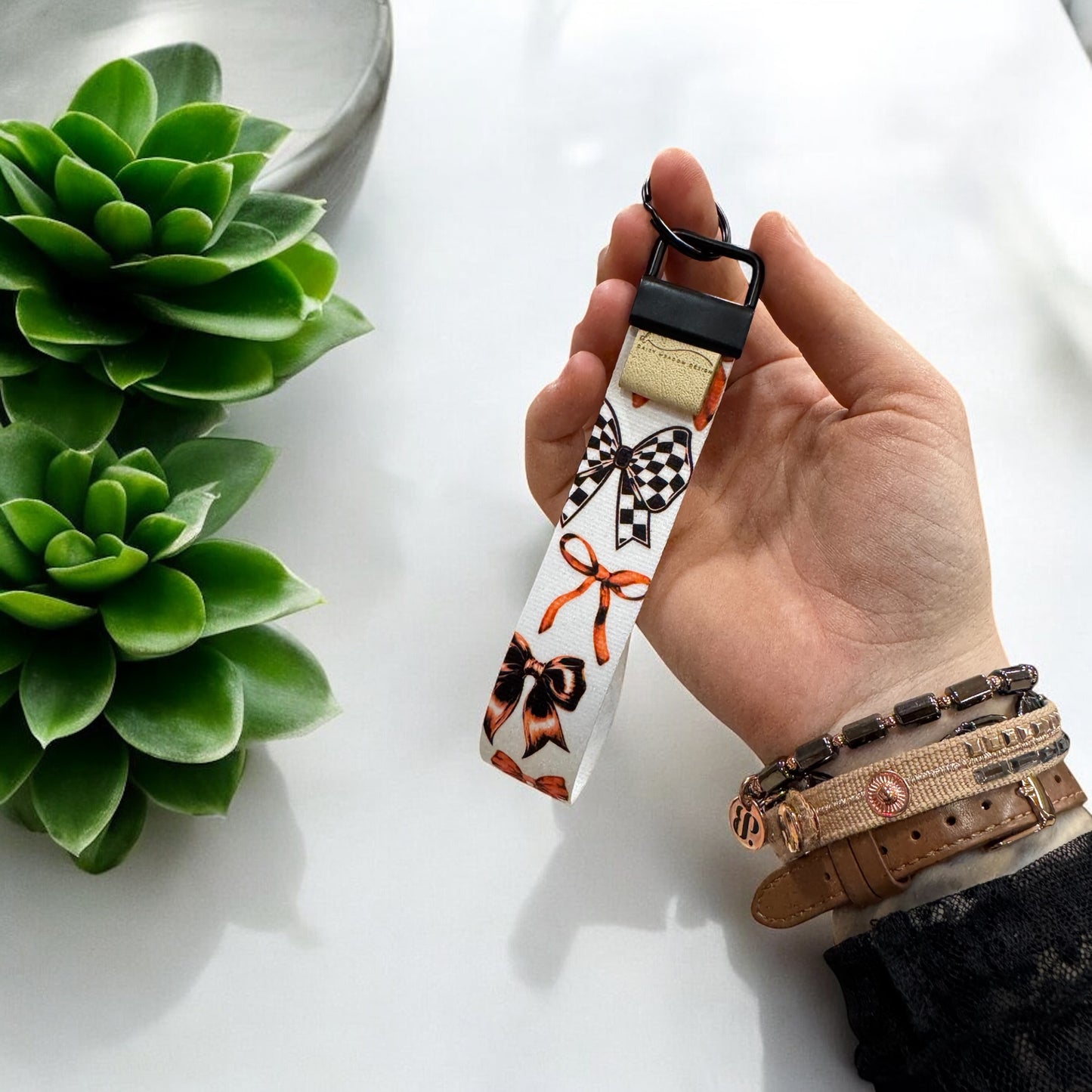 Black Bow Wristlet Keychain