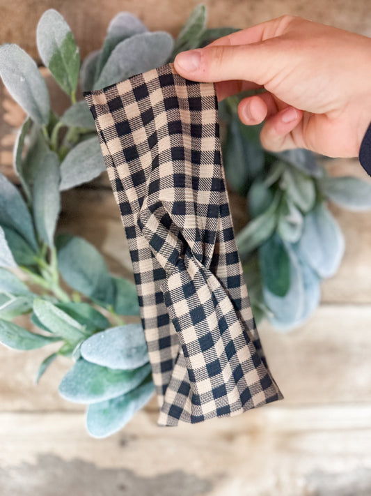 Midnight x Latte Gingham Headband