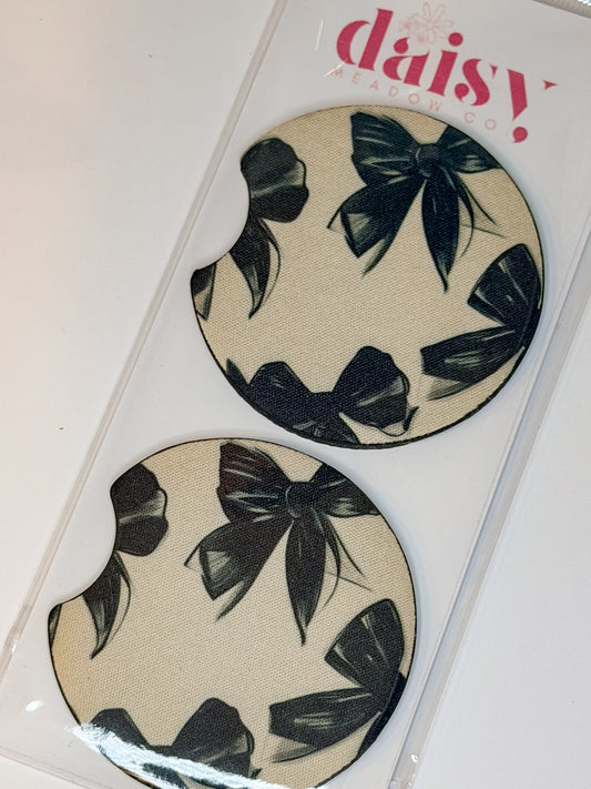 Black Bows Car Coaster