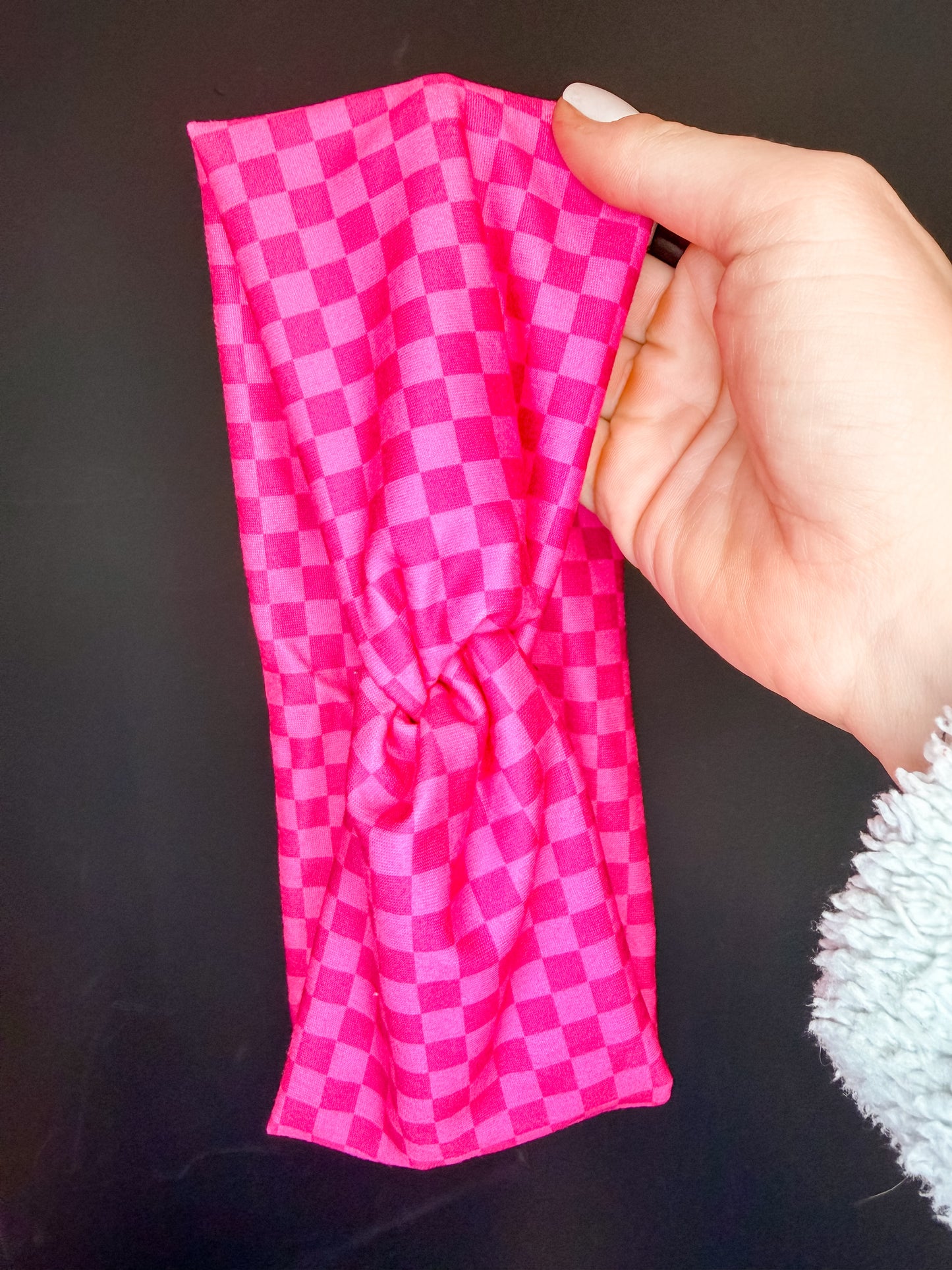 Hot Pink Check Headband