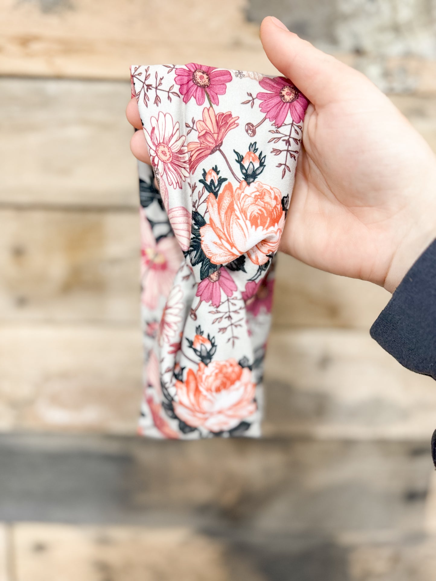 Grey Vintage Floral Headband