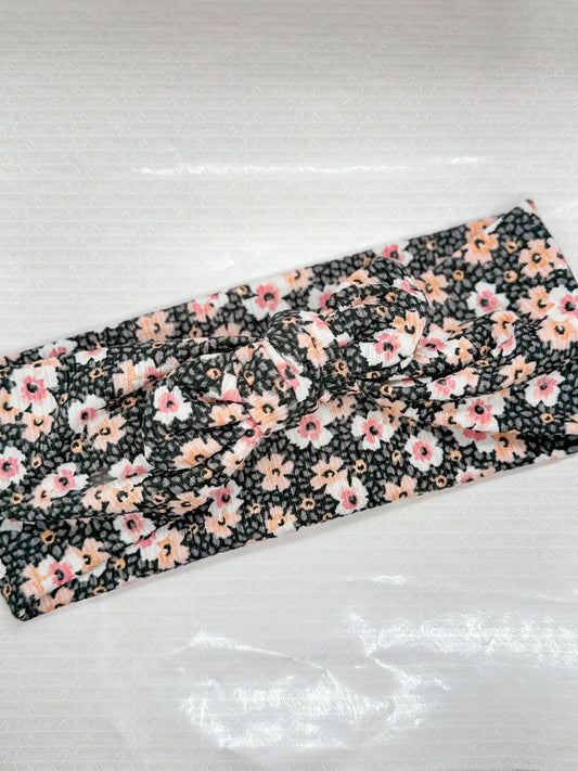 Black Speckle Floral Headband