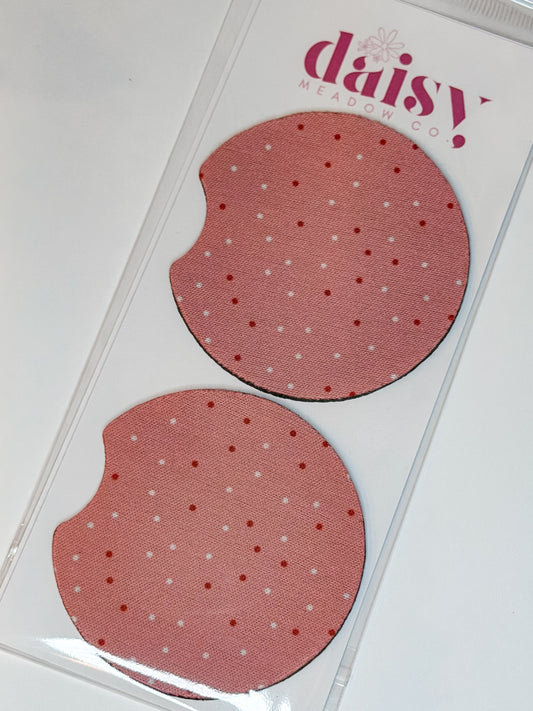 Polka Dot Pink Car Coaster