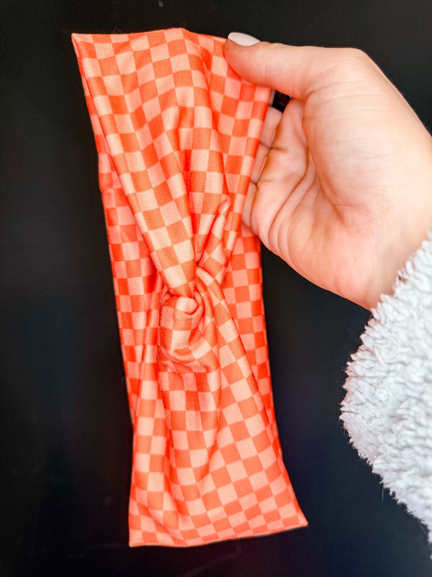 Bright Orange Check Headband