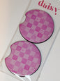 Pink Checkered Car Coaster