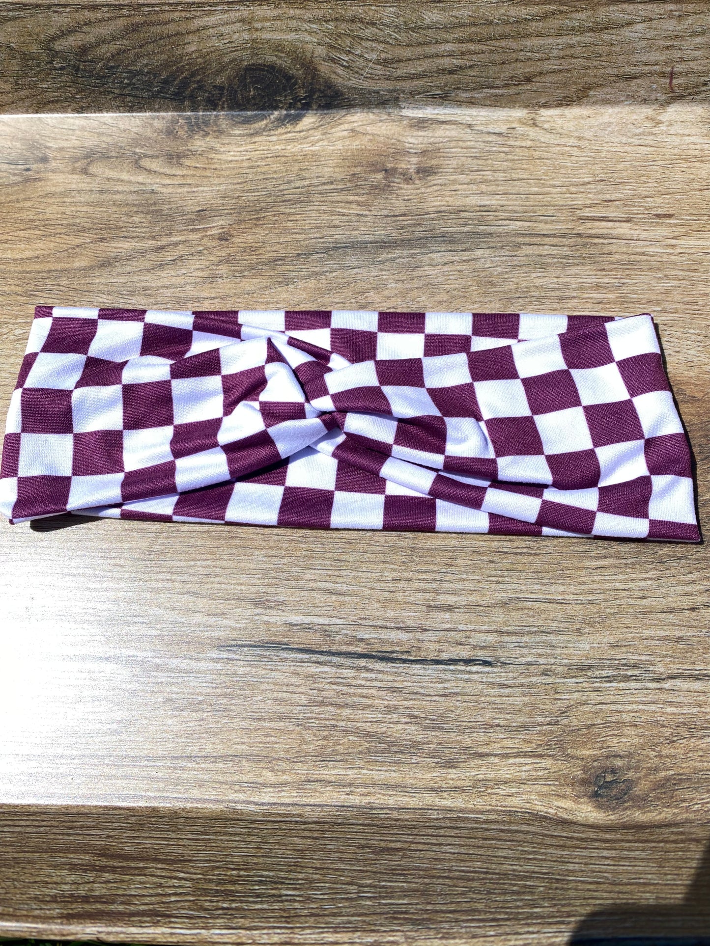 Plum Checkered Headband