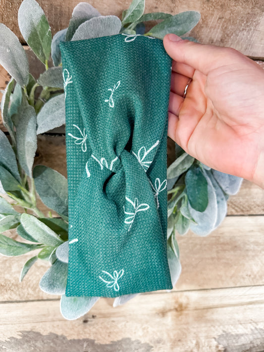 A Merry Green Bow Headband