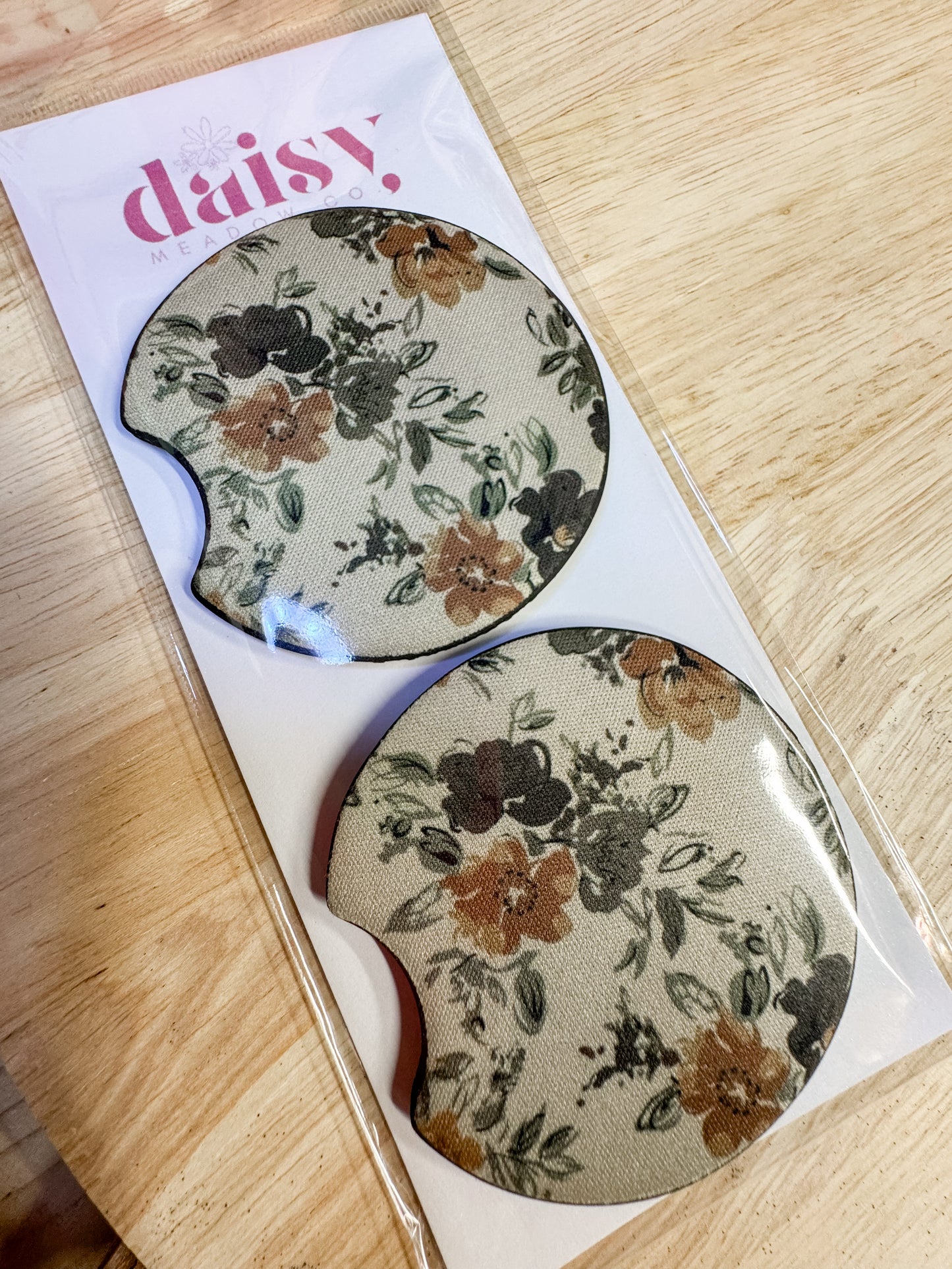 Dark Vintage Floral Car Coaster