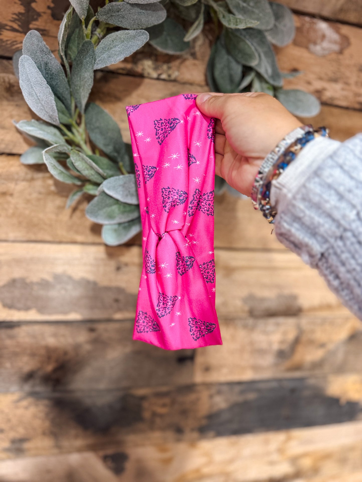 Tinsel Pink Christmas Tree Headband