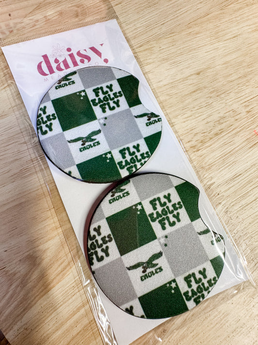 Fly Eagles Checkered Car Coaster