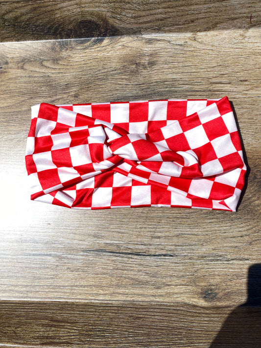 Red Checkered Headband