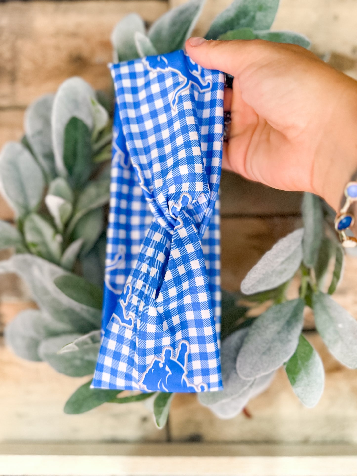 Lions Gingham Headband