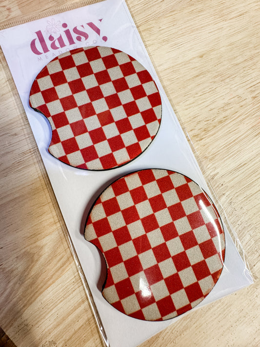Holiday Checkered Car Coaster