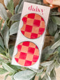 A Daisy Checkered Car Coaster