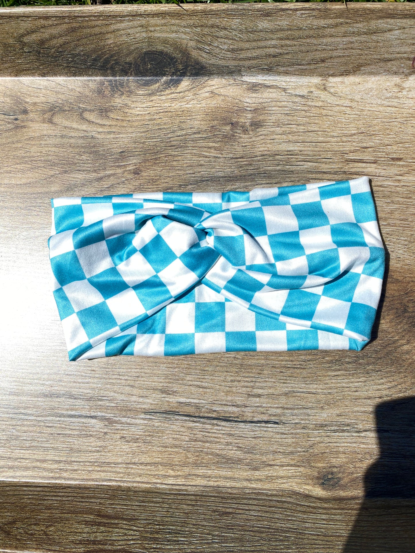 Blue Checkered Headband