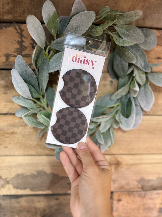 Black Checkered Car Coaster