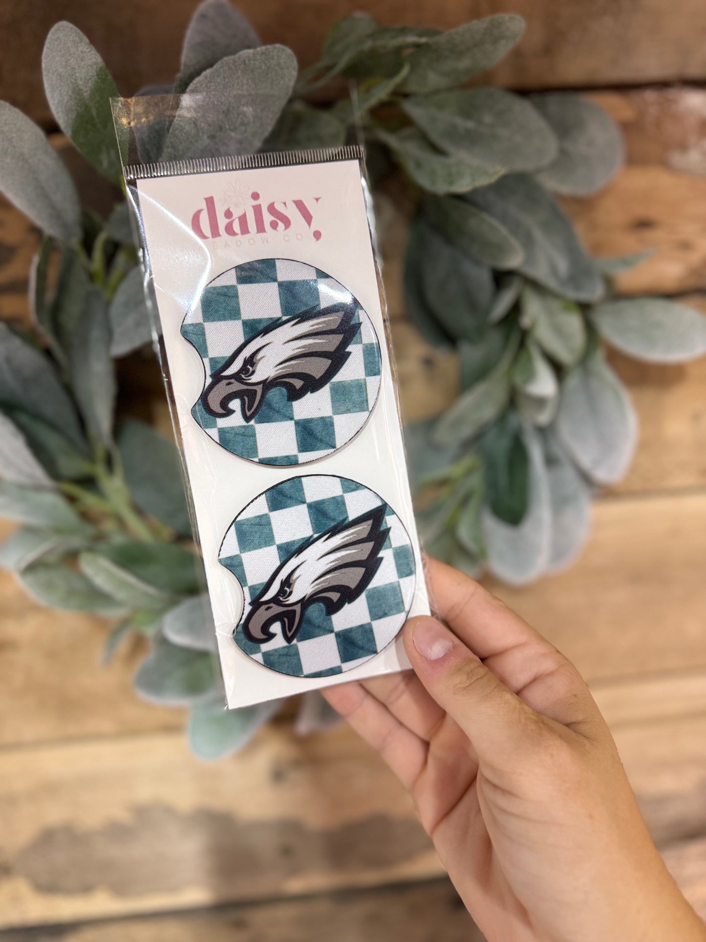Fly Eagles Checkered Car Coaster