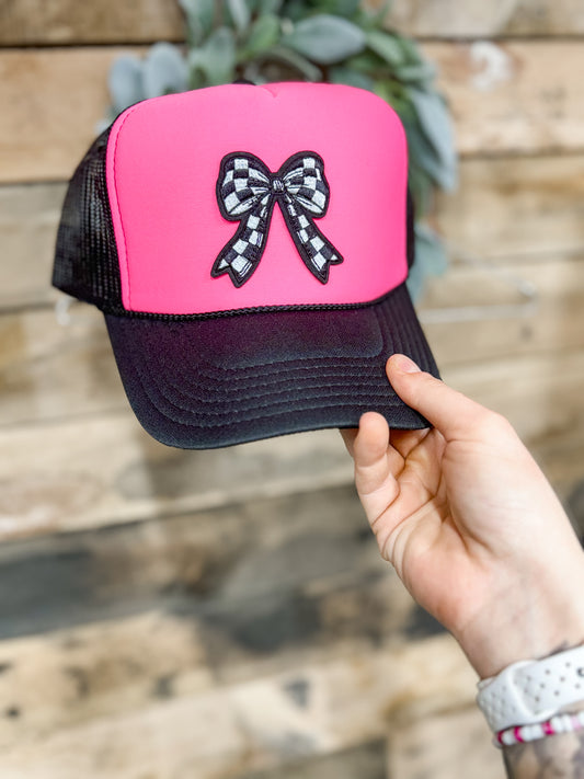 Checkered Bow Trucker Hat