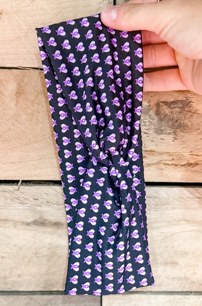 Pancreatic Cancer Ribbon on Black Headband