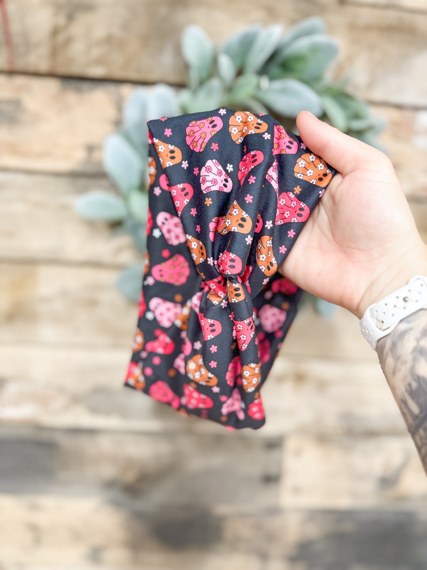 Pink Floral Ghosts Headband