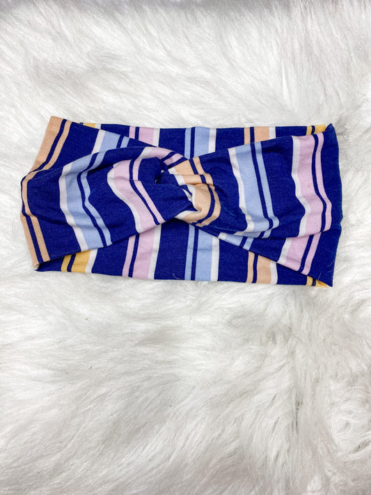 Pastel Stripes on Navy Headband