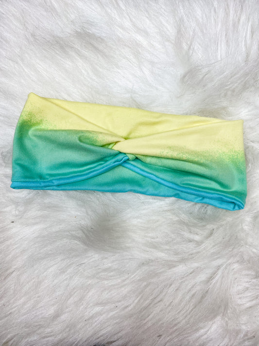 Blue Yellow Tie Dye Headband