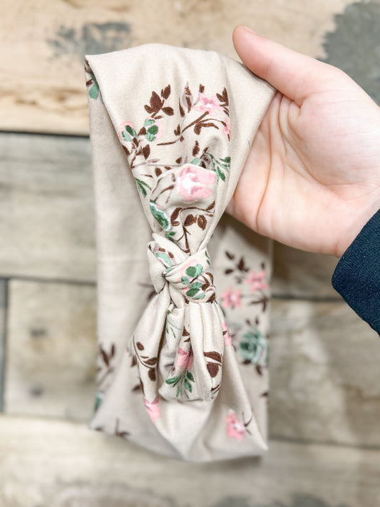 Tan Flowers Headband