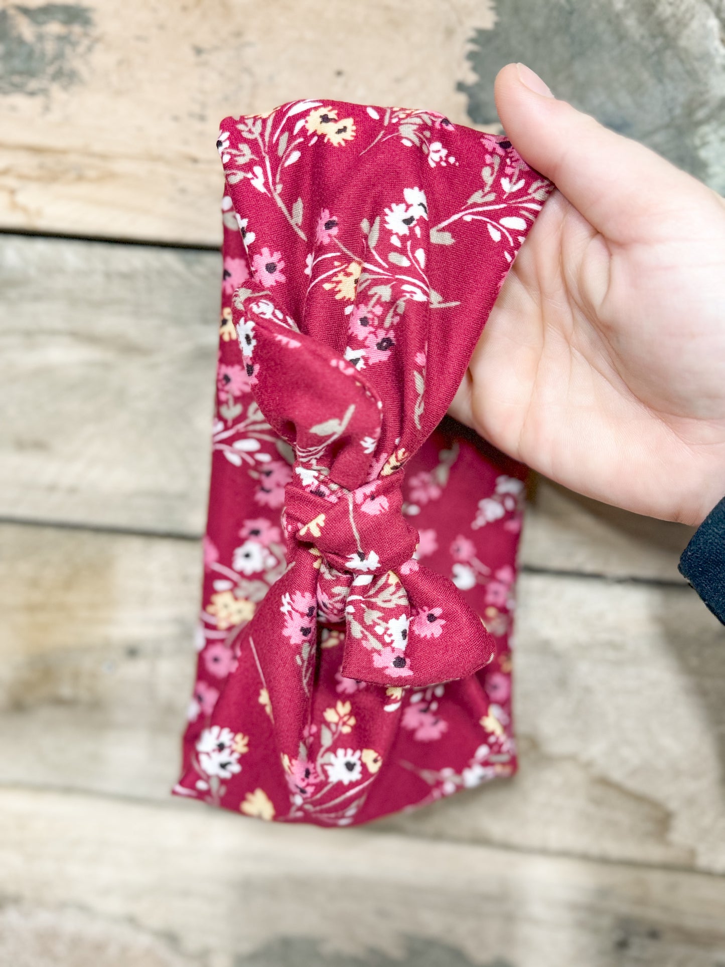 Burgundy Floral Headband