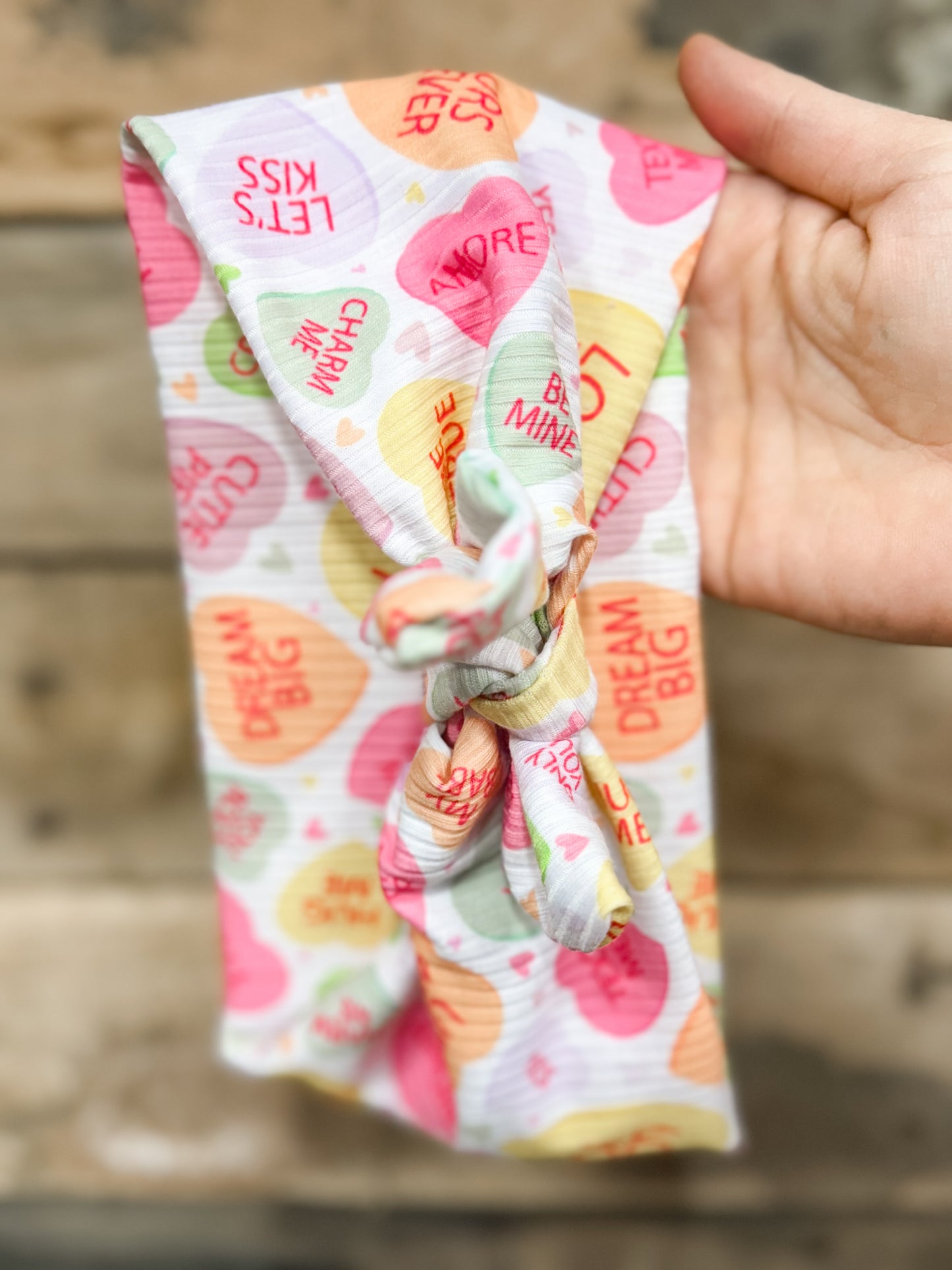 Conversation Hearts Ribbed Petite Headband