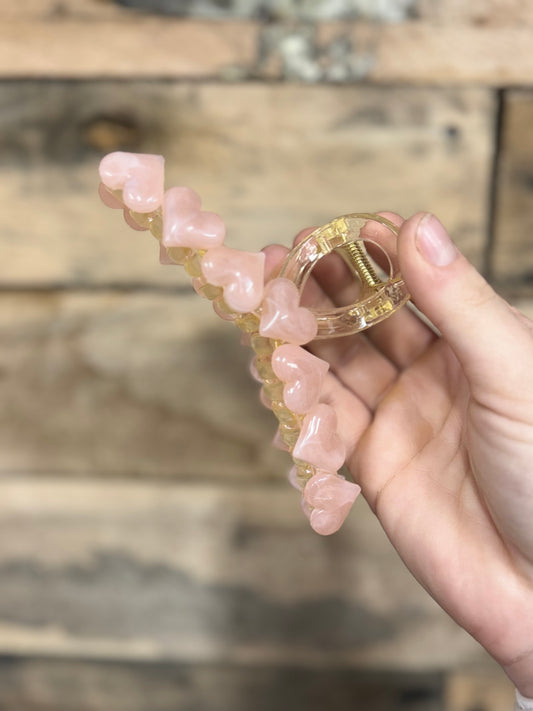 Light Pink Heart Claw Clip