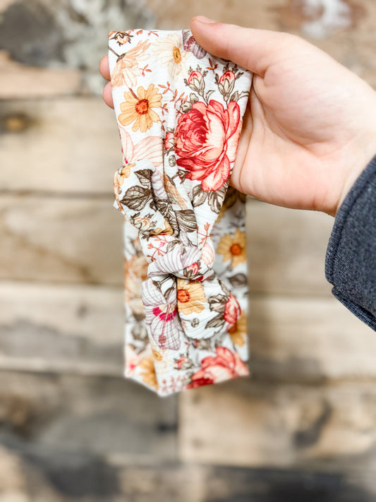 Ribbed Vintage Floral Headband